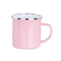 Caneca Esmaltada Rosa Claro 360ml com Borda Prata para Sublimação