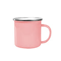 Caneca Esmaltada Rosa Coral 360ml com Borda Prata para Sublimação