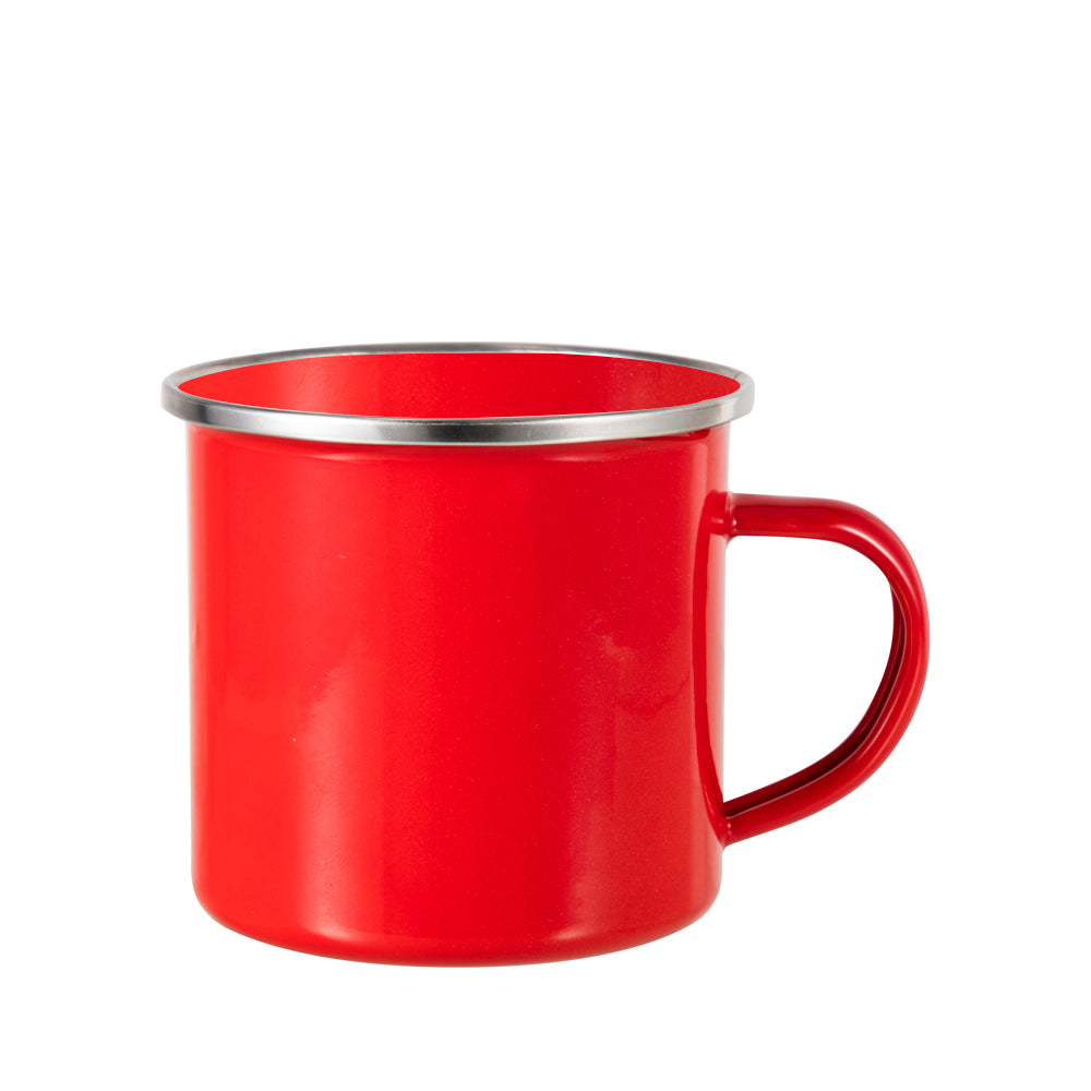Caneca Esmaltada Vermelha 325ml com Borda Prata para Sublimação