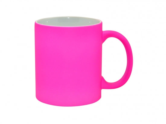 Caneca de Cerâmica Fluorescente Rosa 325ml para Sublimação