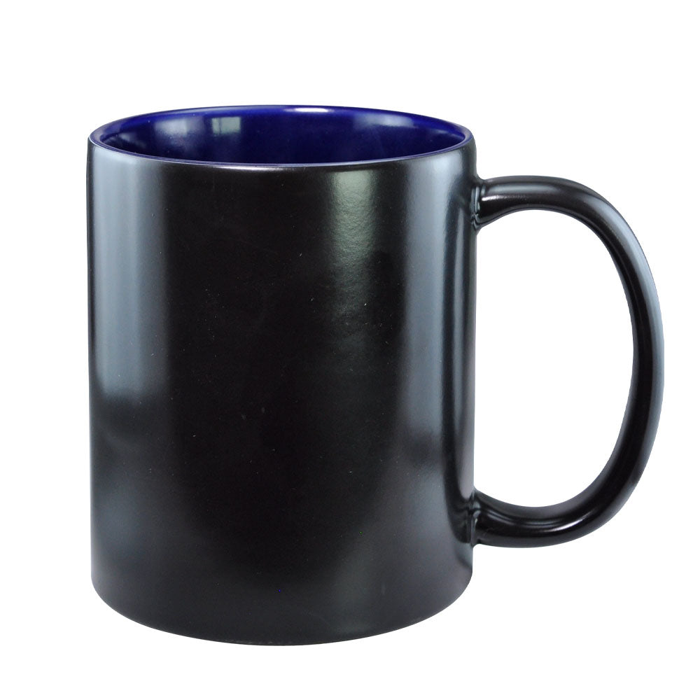 Caneca Magnética Preto Fosco 325ml com Interior Azul para Sublimação LiVE