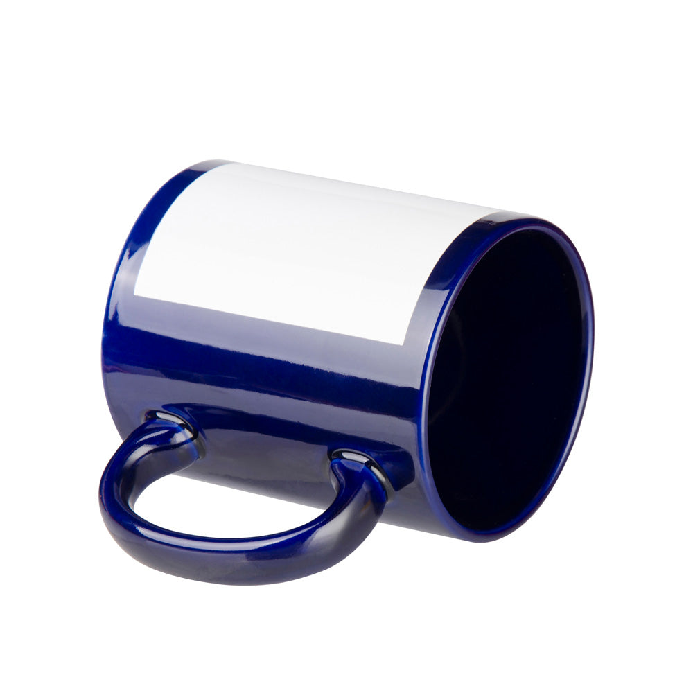 Caneca de Cerâmica Azul Cobalto 325ml com Tarja Branca para Sublimação