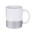 Caneca de Cerâmica Branca 325ml com Base Glitter Prata para Sublimação