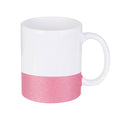 Caneca de Cerâmica Branca 325ml com Base Glitter Rosa para Sublimação