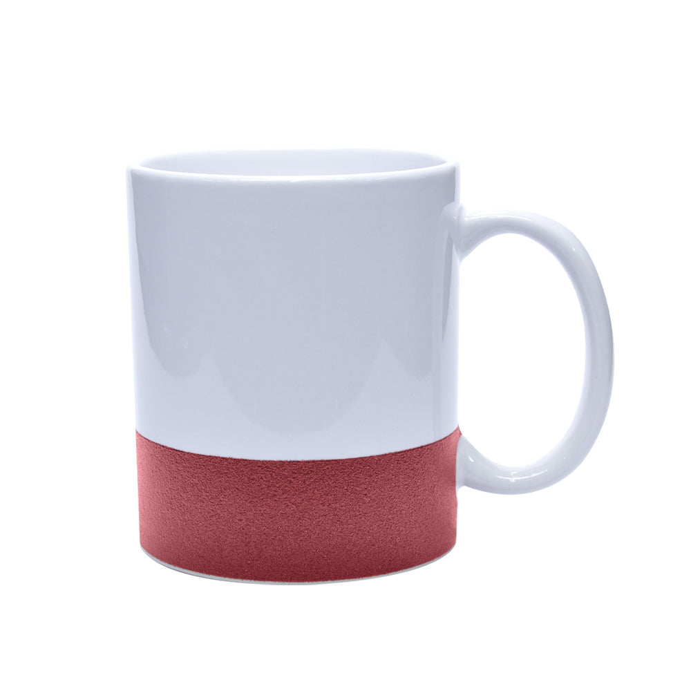 Caneca de Cerâmica Branca 325ml com Base Glitter Vermelho para Sublimação