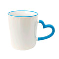 Caneca de Cerâmica 325ml Branca com Alça Coração Azul para Sublimação