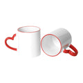 Caneca de Cerâmica 325ml com Alça Coração Vermelha para Sublimação