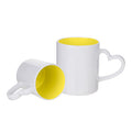 Caneca de Cerâmica 325ml com Alça Coração Amarela para Sublimação