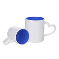 Caneca de Cerâmica 325ml com Alça Coração Azul para Sublimação