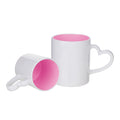 Caneca de Cerâmica Branca 325ml com Alça Coração Rosa para Sublimação
