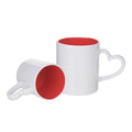 Caneca de Cerâmica Vermelha 325ml com Alça Coração para Sublimação