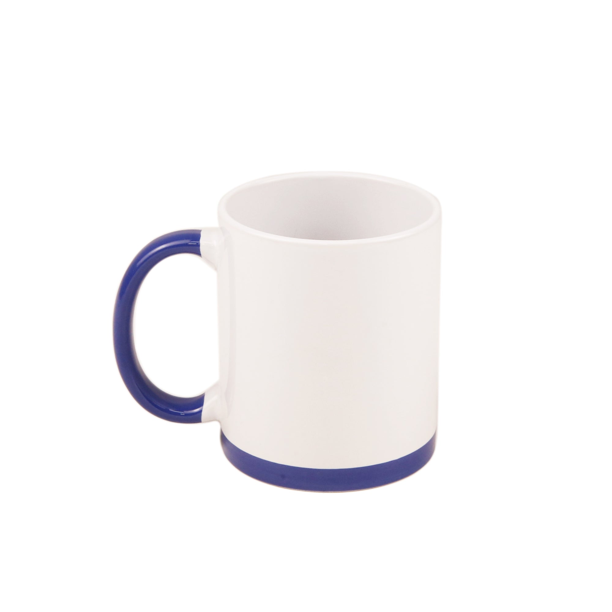 Caneca de Cerâmica 325ml Branca com Alça e Base Azul Escuro para Sublimação