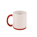 Caneca de Cerâmica Branca 325ml com Alça e Base Vermelha para Sublimação