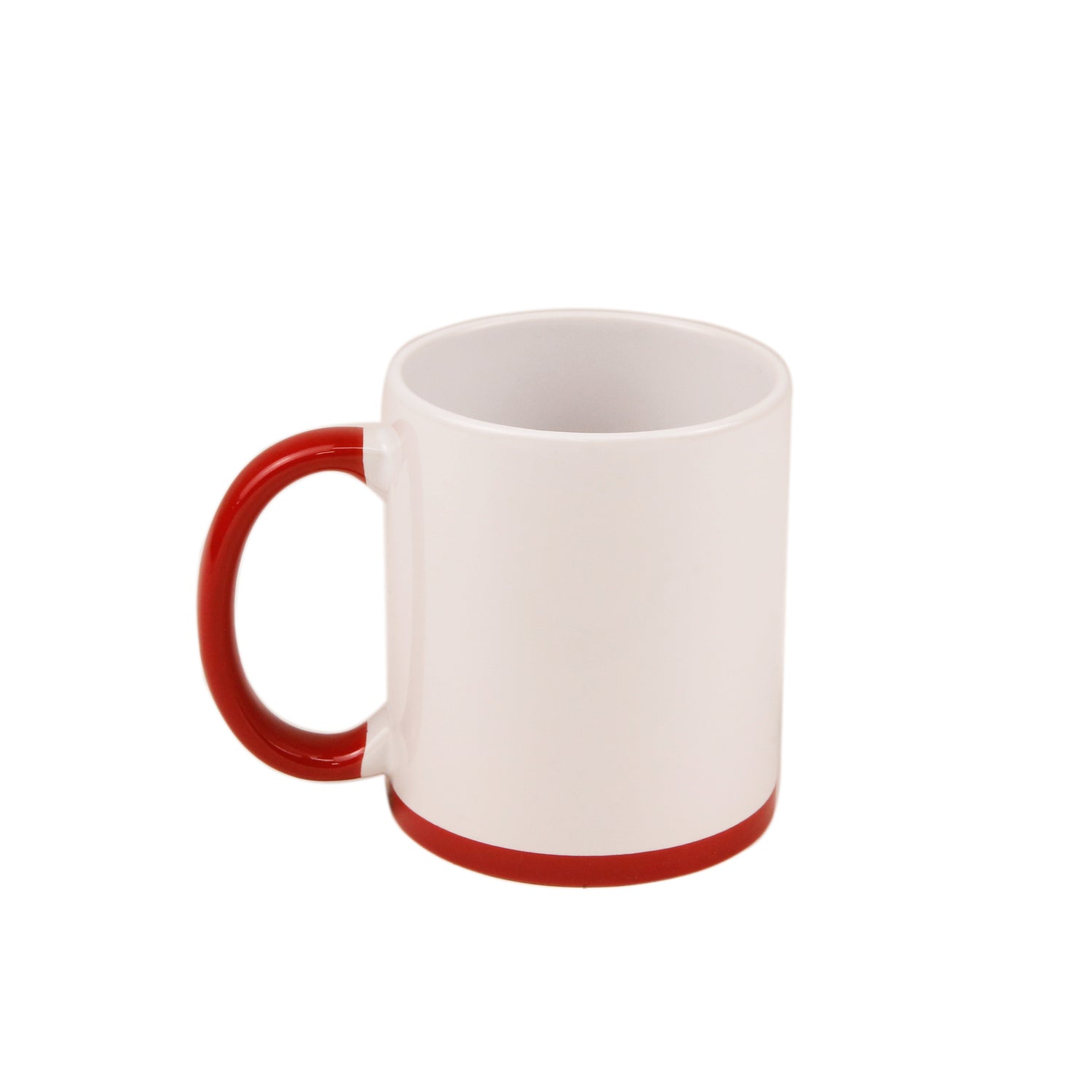 Caneca de Cerâmica Branca 325ml com Alça e Base Vermelha para Sublimação