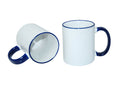 Caneca de Cerâmica Branca 325ml com Alça e Borda Azul para Sublimação
