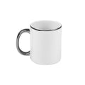 Caneca de Cerâmica Branca 325ml com Alça e Borda Prata para Sublimação