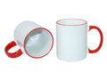 Caneca de Cerâmica 325ml com Alça e Borda Vermelha para Sublimação LiVE