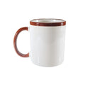 Caneca de Cerâmica Branca 325ml com Faixa Marrom para Sublimação