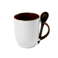 Caneca de Cerâmica 325ml com Colher e Alça Marrom para Sublimação