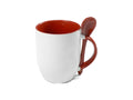 Caneca de Cerâmica 325ml com Colher e Alça Vermelha para Sublimação