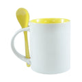 Caneca de Cerâmica 325ml com Colher e Interior Amarelo para Sublimação LiVE
