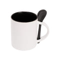 Caneca Reta de Cerâmica 325ml com Colher e Interior Preto para Sublimação