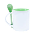 Caneca Reta de Cerâmica 325ml Branca com Interior Verde e Colher para Sublimação