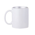 Caneca de Cerâmica 325ml com Alça Cromada Prateada para Sublimação