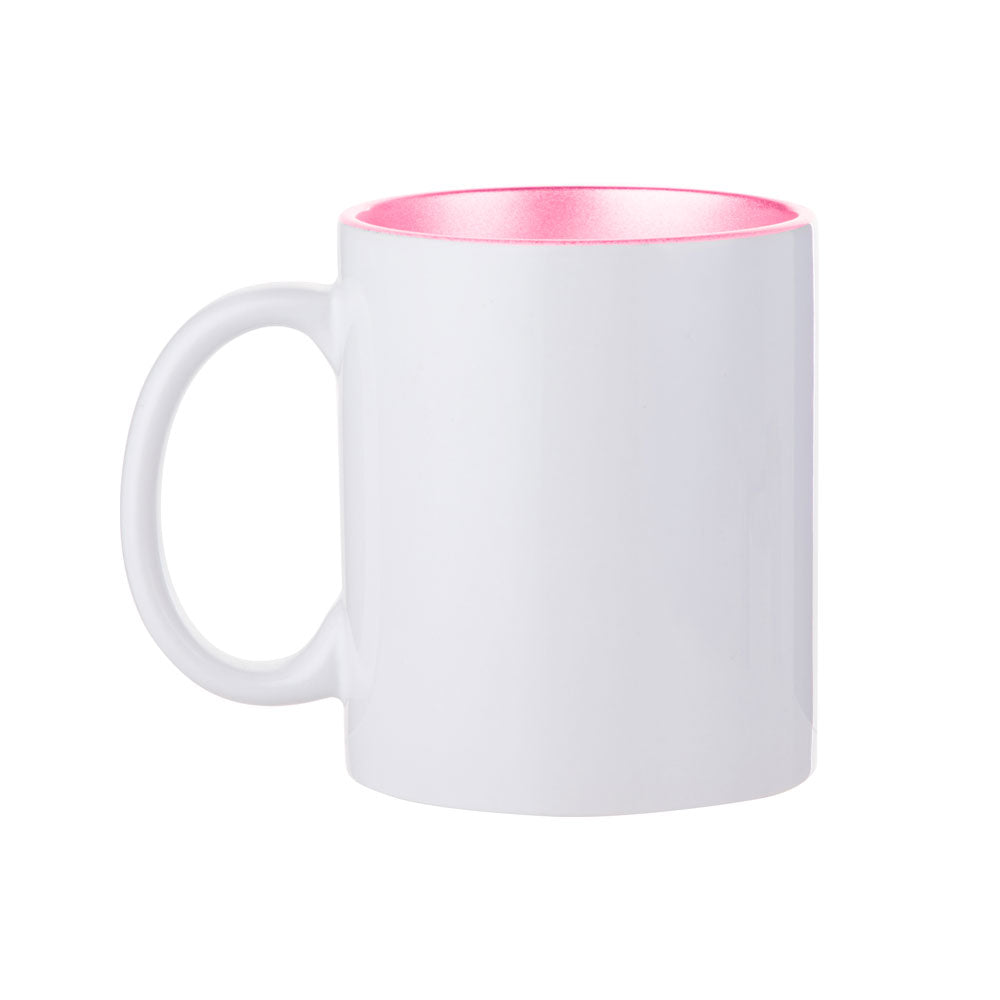 Caneca de Cerâmica 325ml Branco com Interior Rose Cromado para Sublimação