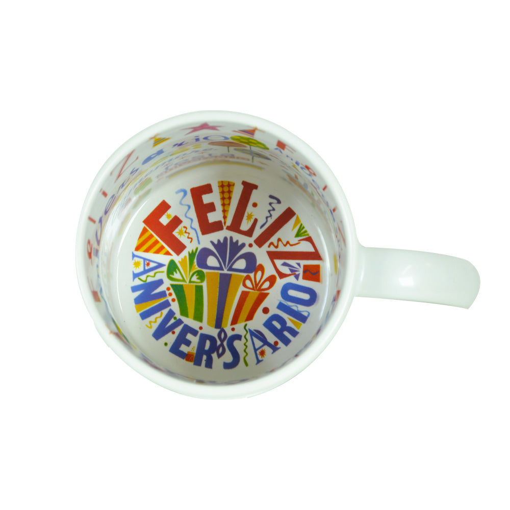 Caneca de Cerâmica Branca 325ml para Sublimação - Presente Feliz Aniversário