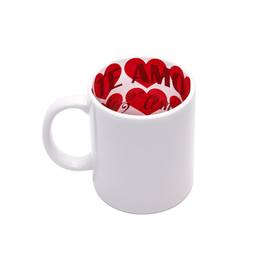 Caneca de Cerâmica Branca 325ml para Sublimação com Mensagem Te Amo