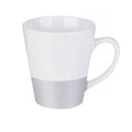 Caneca Cônica de Cerâmica Branca com Glitter Prata 355ml para Sublimação