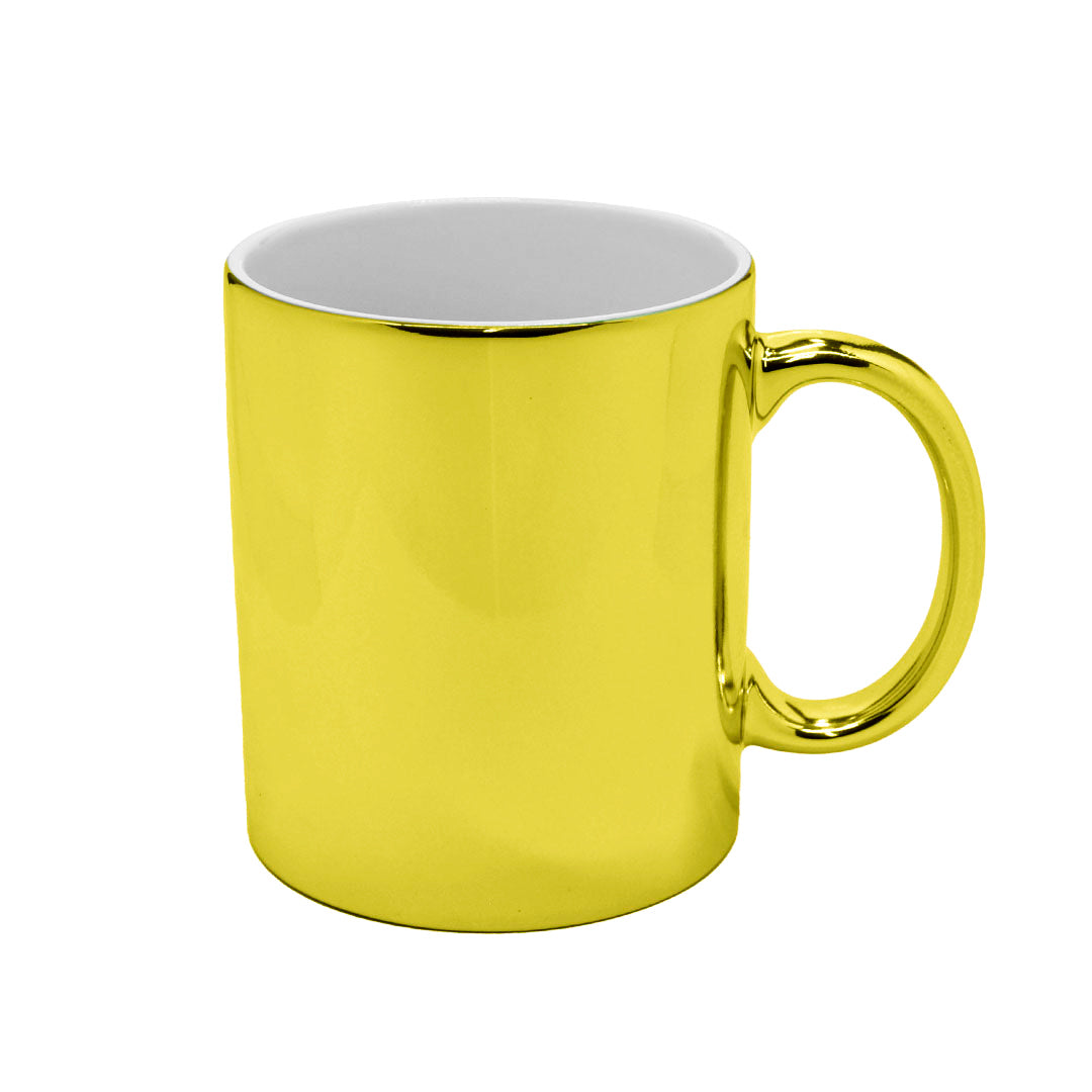 Caneca de Cerâmica Cromada Dourada 325ml para Sublimação - LiVE