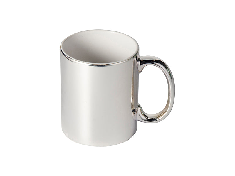 Caneca Cromada Prata em Cerâmica 325ml para Sublimação LiVE