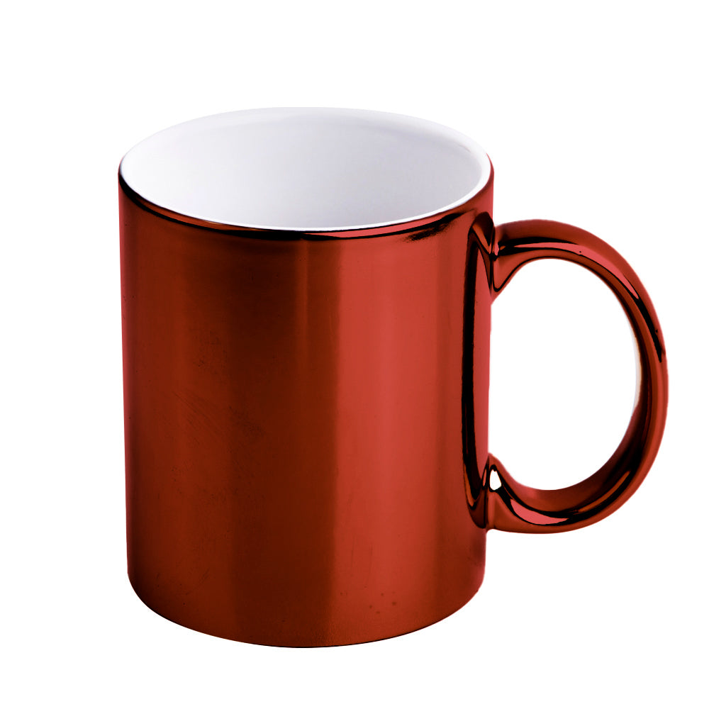 Caneca Cromada Vermelha 325ml em Cerâmica para Sublimação Profissional