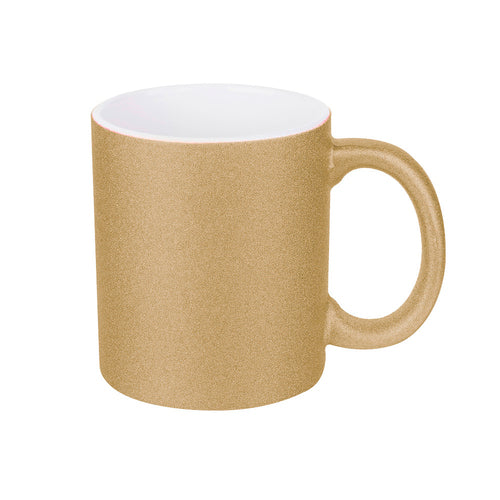 Caneca de Cerâmica Glitter Bronze 325ml com Brilho Exclusivo para Sublimação