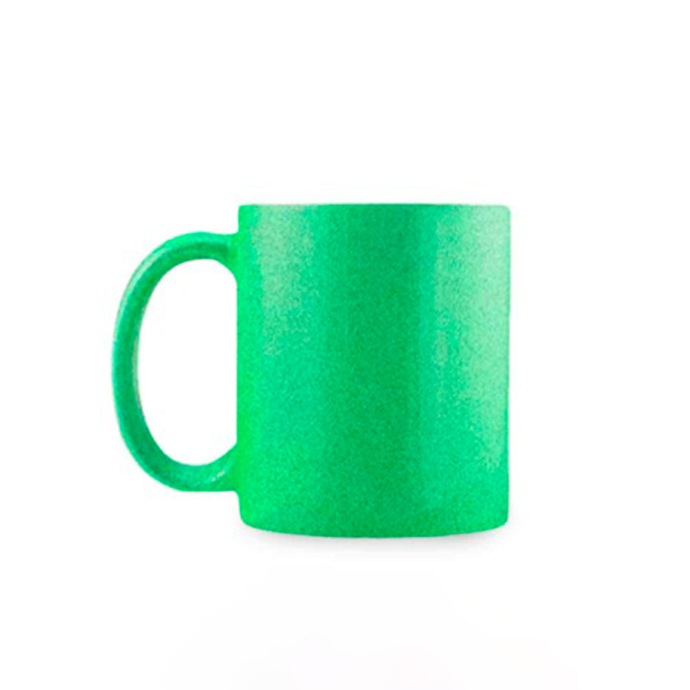 Caneca de Cerâmica 325ml com Base Glitter Verde para Sublimação