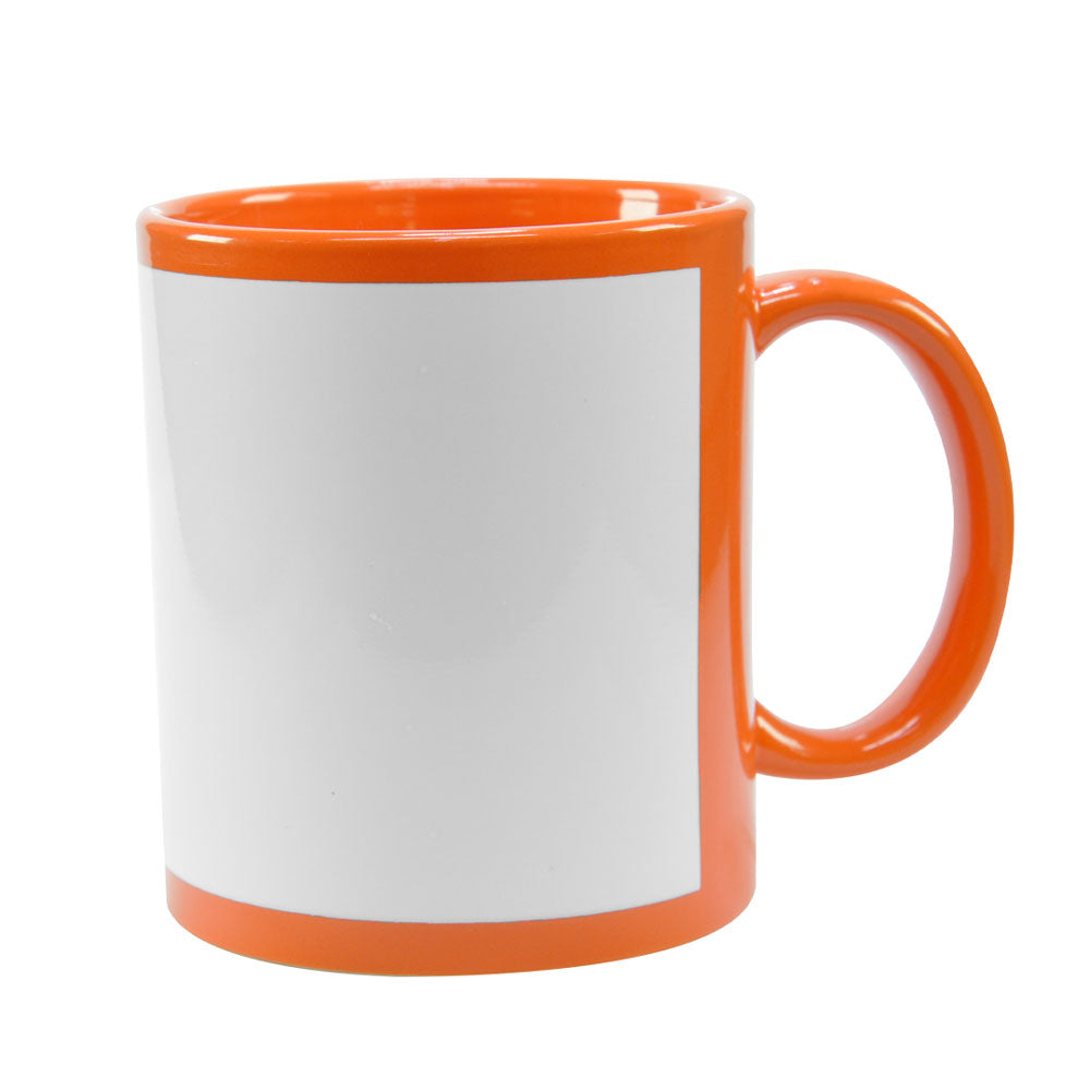 Caneca de Cerâmica Laranja 325ml com Tarja Branca para Sublimação LiVE