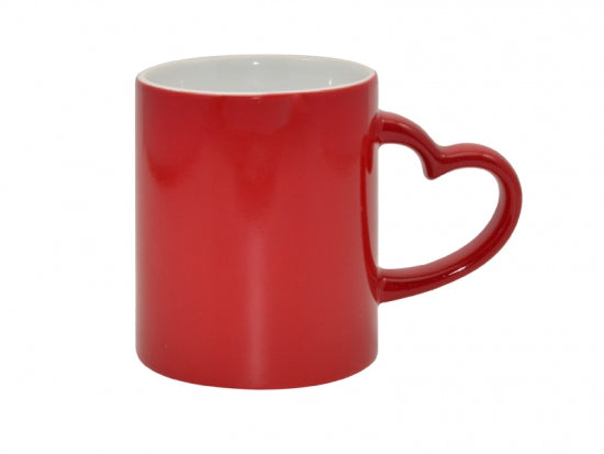 Caneca Mágica de Cerâmica 325ml com Alça Coração Vermelha para Sublimação