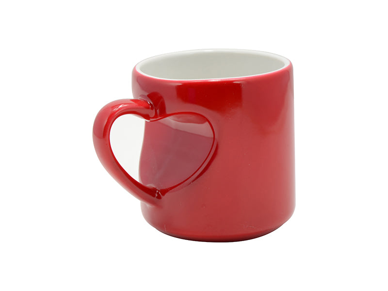 Caneca Mágica Vermelha 325ml com Alça Coração para Sublimação LiVE