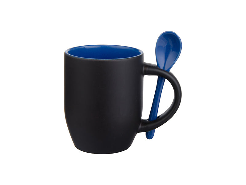 Caneca Mágica de Cerâmica 325ml Azul Fosco com Colher para Sublimação