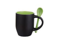 Caneca Mágica de Cerâmica 325ml Preto Fosco com Colher Verde para Sublimação