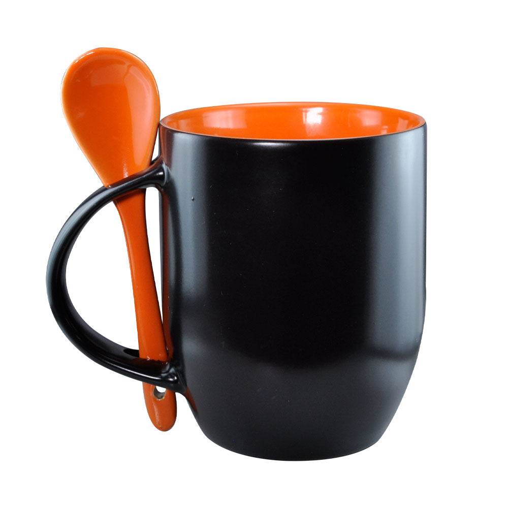 Caneca Mágica de Cerâmica 325ml com Colher Laranja para Sublimação LiVE