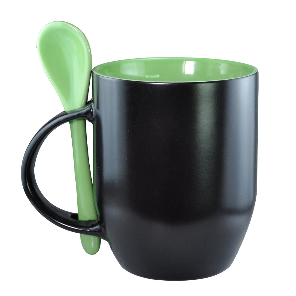 Caneca Mágica de Cerâmica 325ml Verde com Colher para Sublimação