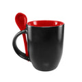 Caneca Mágica de Cerâmica Preta 325ml com Colher Vermelha para Sublimação
