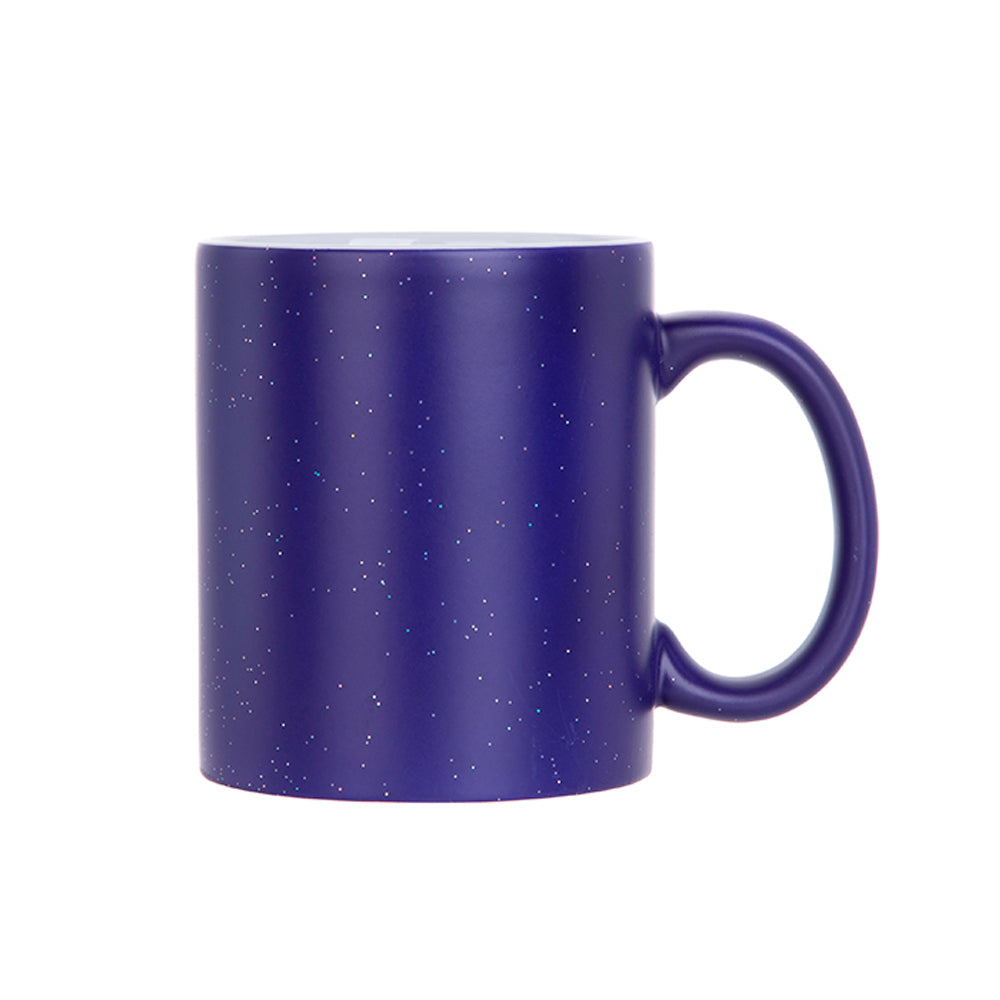 Caneca Mágica de Cerâmica Glitter Azul 325ml para Sublimação