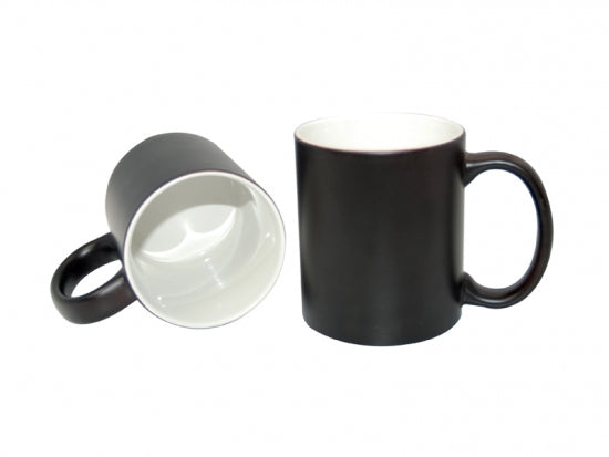 Caneca Mágica de Cerâmica Preta Brilhante 325ml para Sublimação