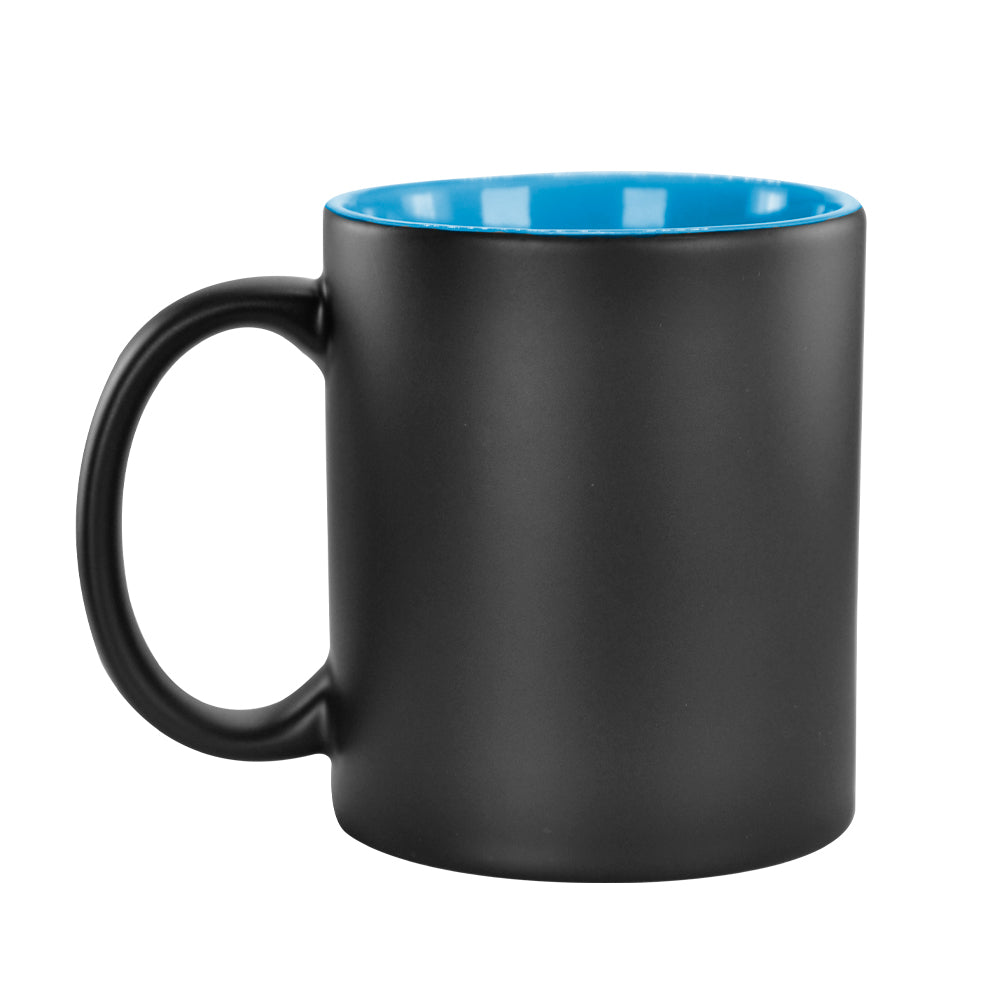 Caneca Mágica Preto Fosco com Interior Azul 325ml para Sublimação