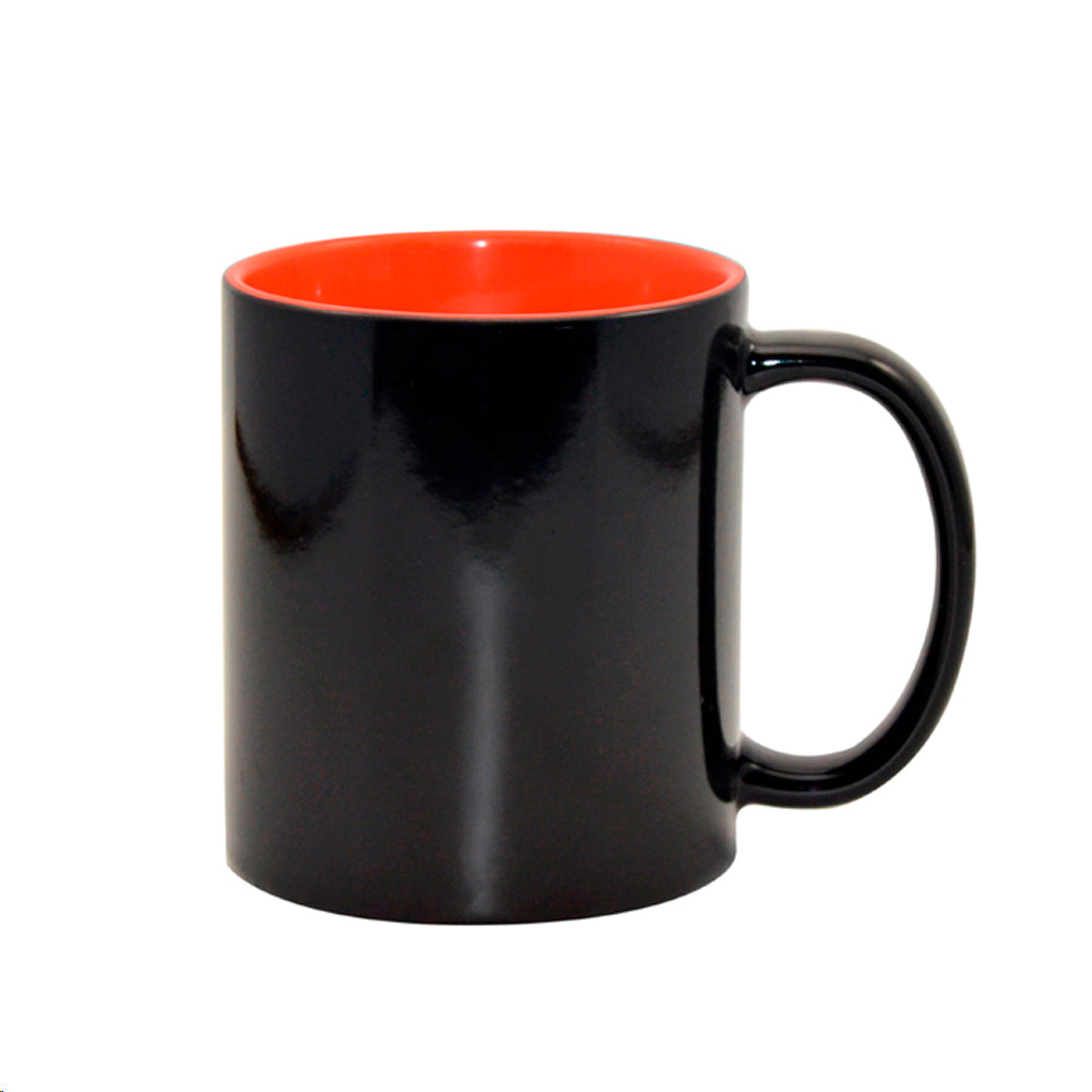 Caneca Mágica de Cerâmica 325ml Preto e Laranja para Sublimação LiVE