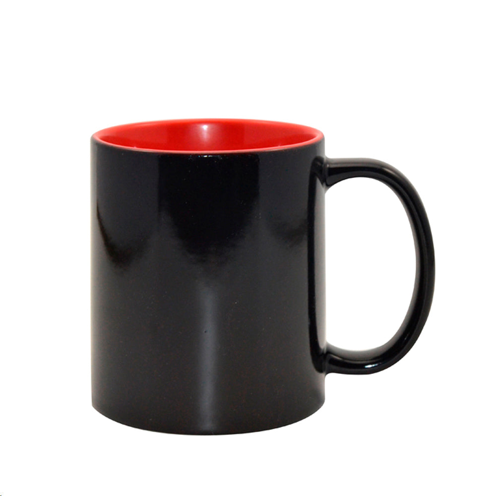 Caneca Mágica de Cerâmica 325ml Preto e Vermelho para Sublimação